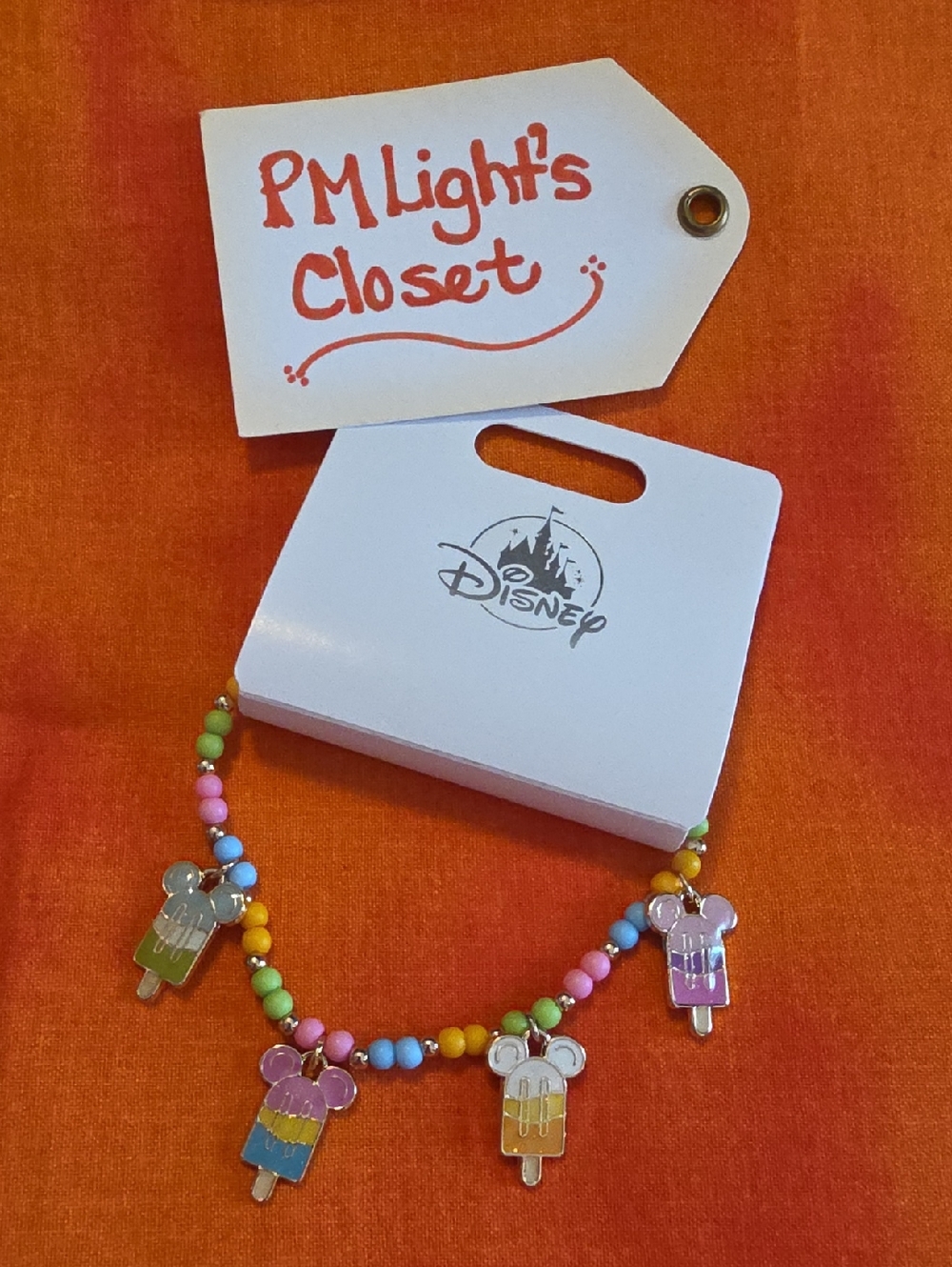 Disney Parks New Pastel Mickey Popsicle Charm Beaded Bracelet Girls